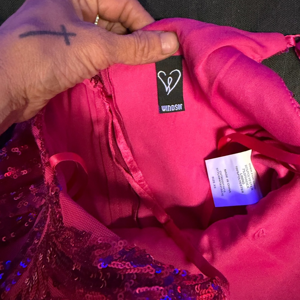Windsor Hot Pink Dress with Satin Trim
